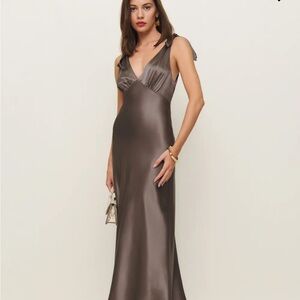 Reformation Satin Brown Dress